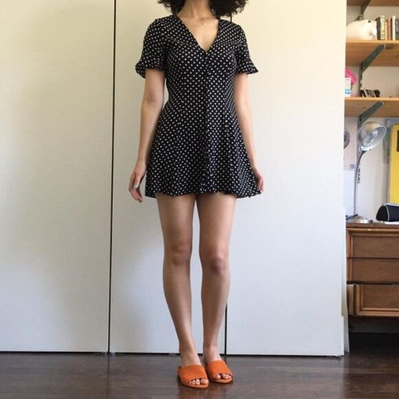 Zara Polka Dot Mini Black Summer Fit Flare Whimsy Goth Flowy Milkmaid Dress - Picture 15 of 15